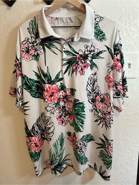 Under Armour Playoff Polo Men's 2XL Big & Tall White Floral Tropical Loose